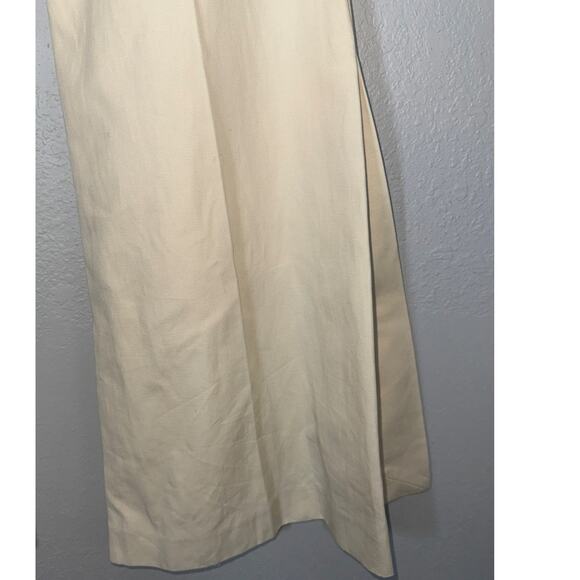 NEW Mango Wide Leg Linen Blend Beige Cream Slacks Pants 8 Hem Slits Office Siren - Picture 7 of 11